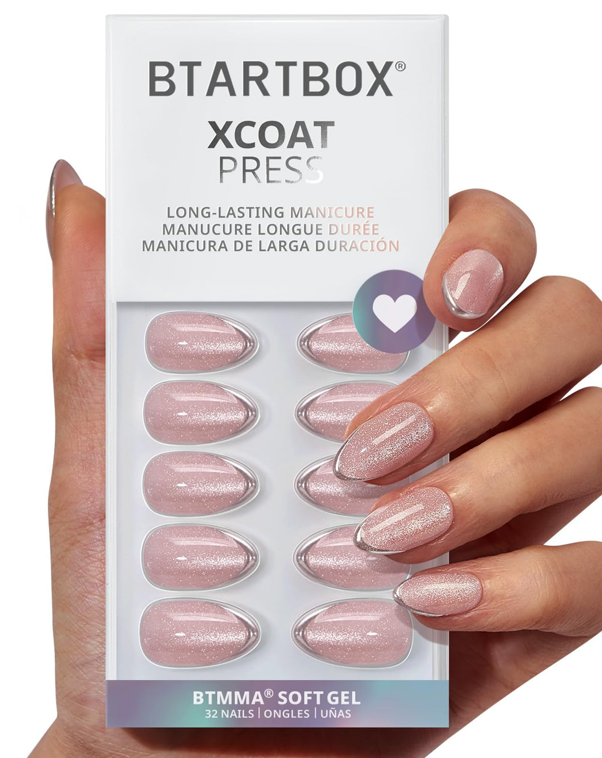 BTArtbox press-on nails almond blush icicle for instant salon-style manicure