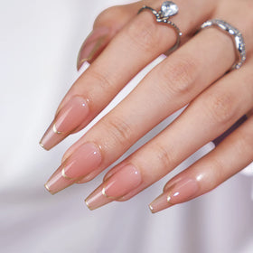 BTArtbox press-on nails long with rose gold outline offer salon-style nails in minutes.