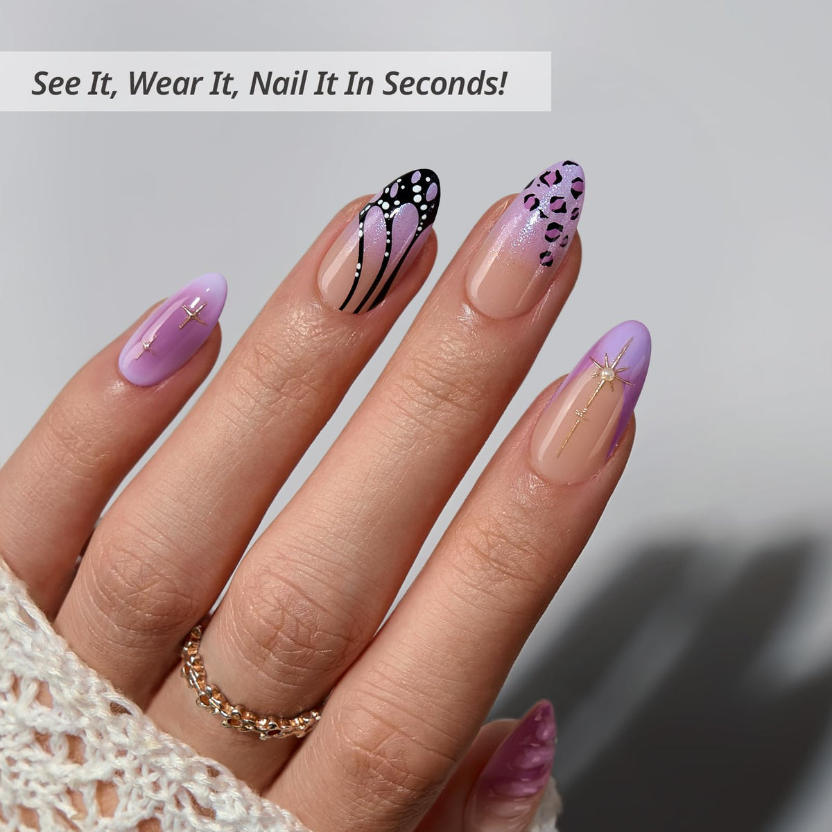 BTArtbox 3D butterfly and pearl details add texture on fingertips