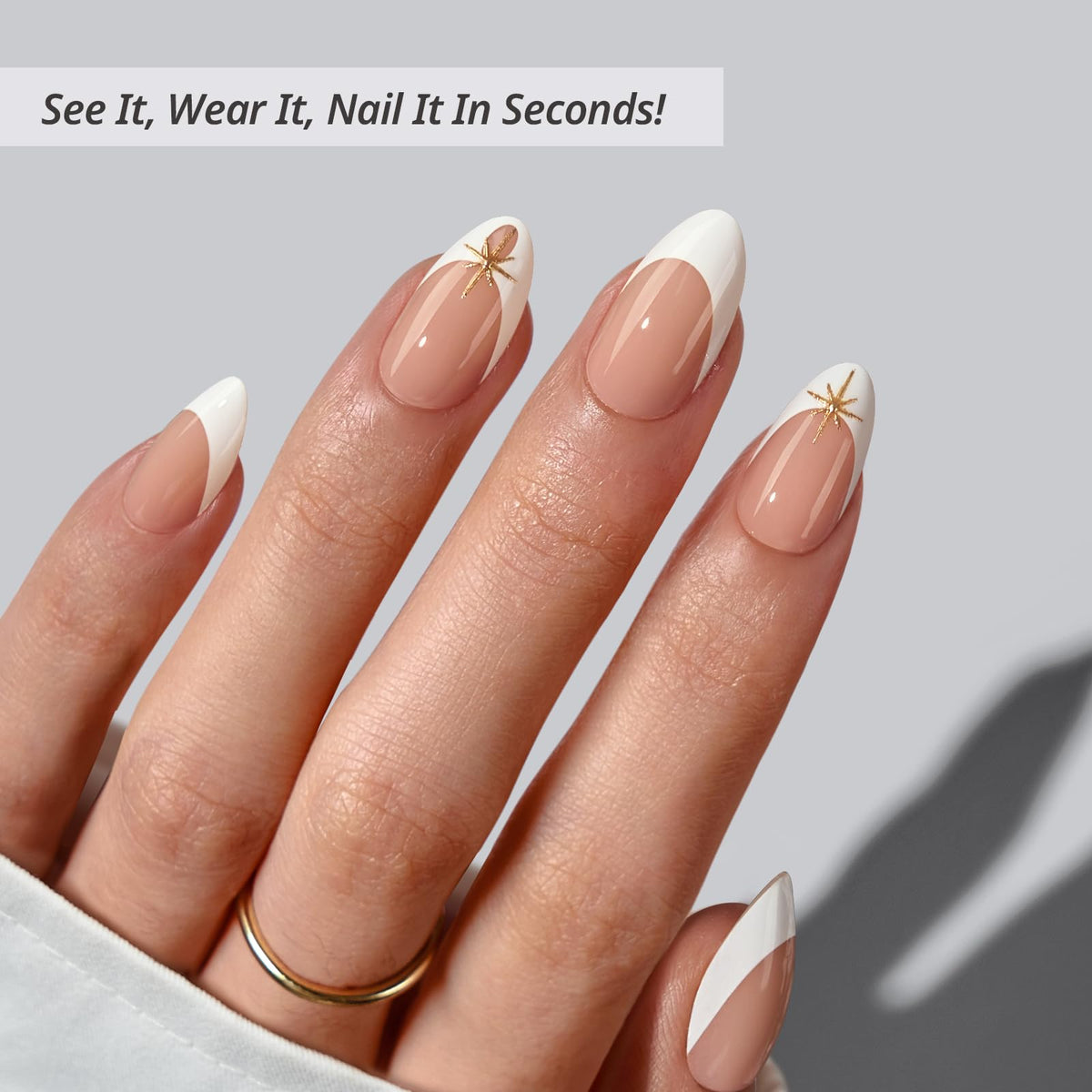 BTArtbox Short press-on nails in Starlight Frost for a natural, flexible fit.