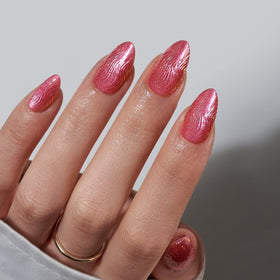 BTArtbox Red Cat Eye Almond press-on nails for a dramatic, salon-grade manicure.