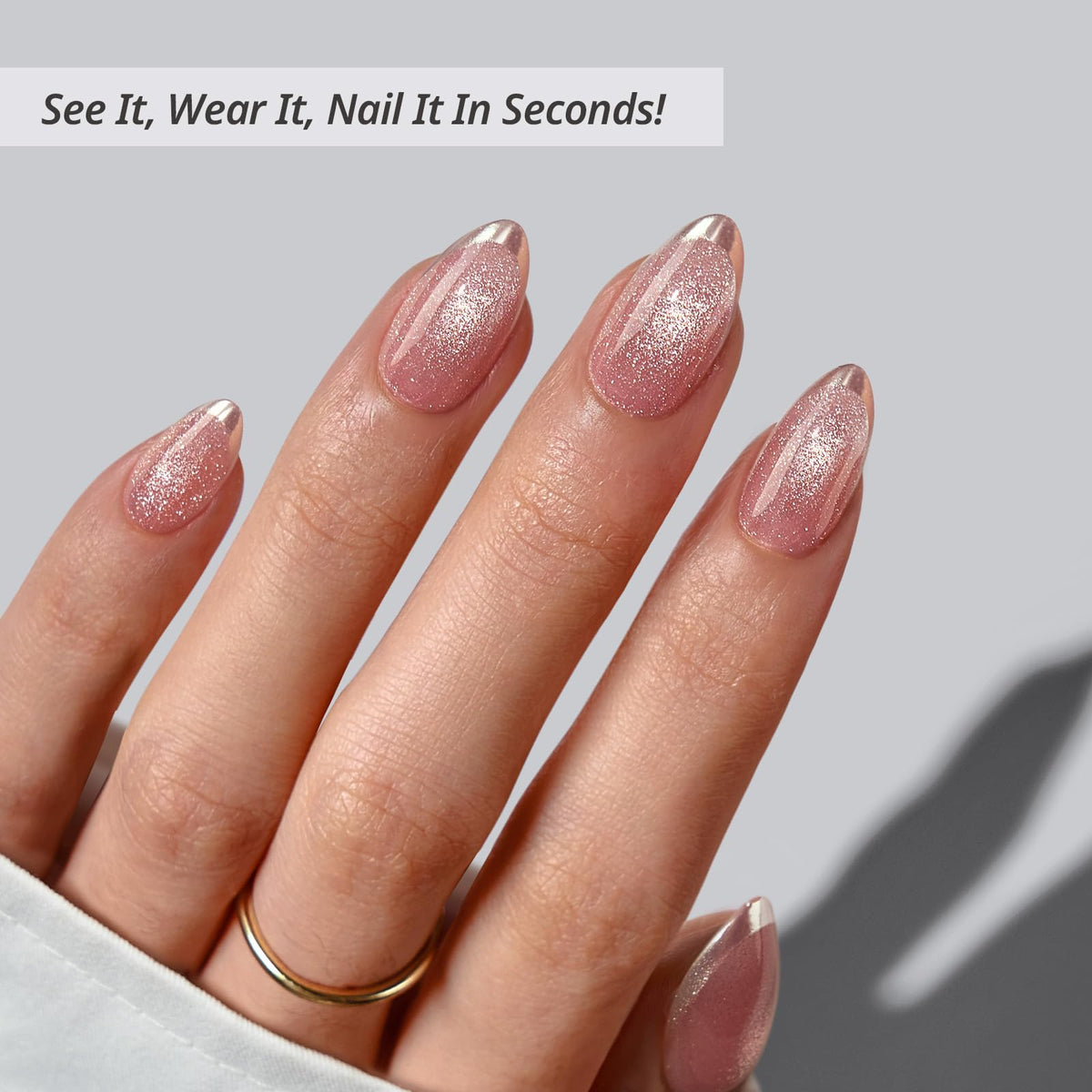 BTArtbox short glitter French tip nails offering quick daily glamour