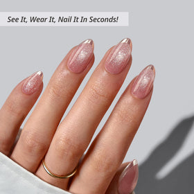 BTArtbox short glitter French tip nails offering quick daily glamour