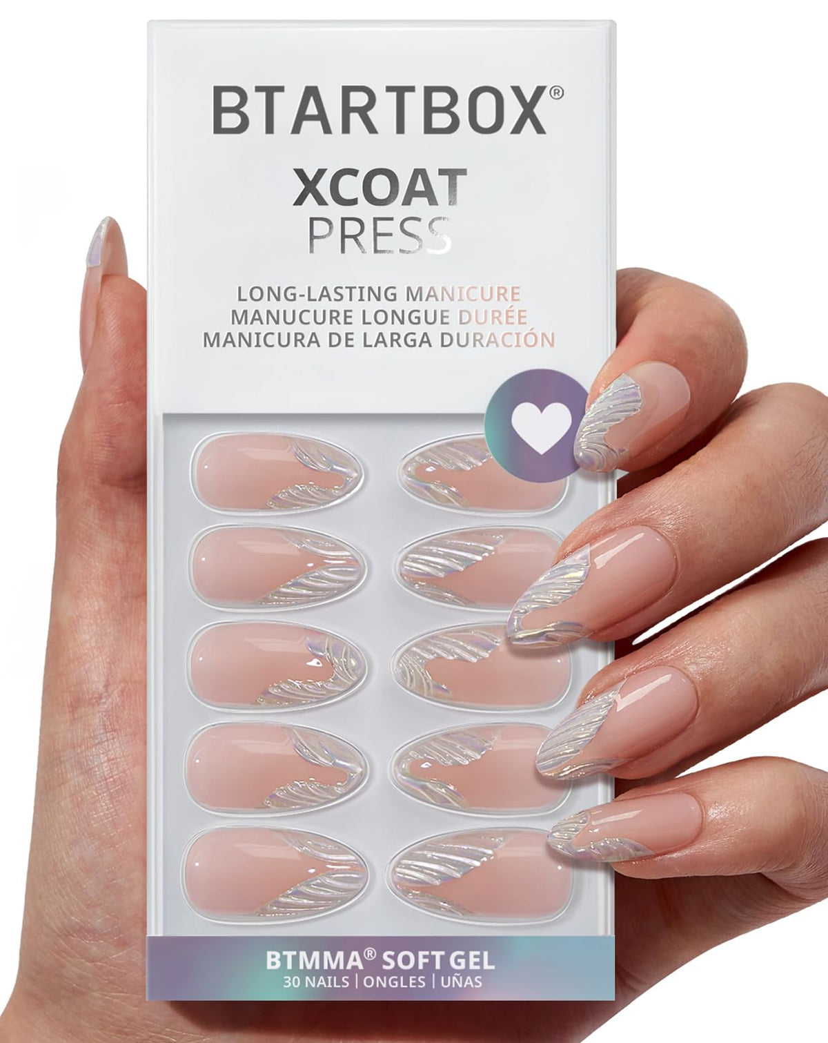 BTArtbox Starlet French Tip nails kit front view for quick at-home manicure