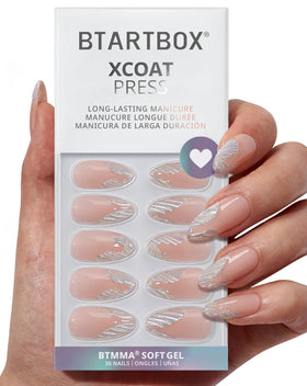 BTArtbox Starlet French Tip nails kit front view for quick at-home manicure