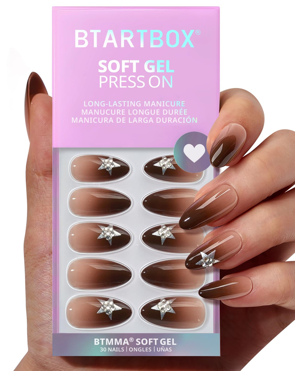 BTArtbox Starry Spice nails close-up showing natural feel and flexible fit