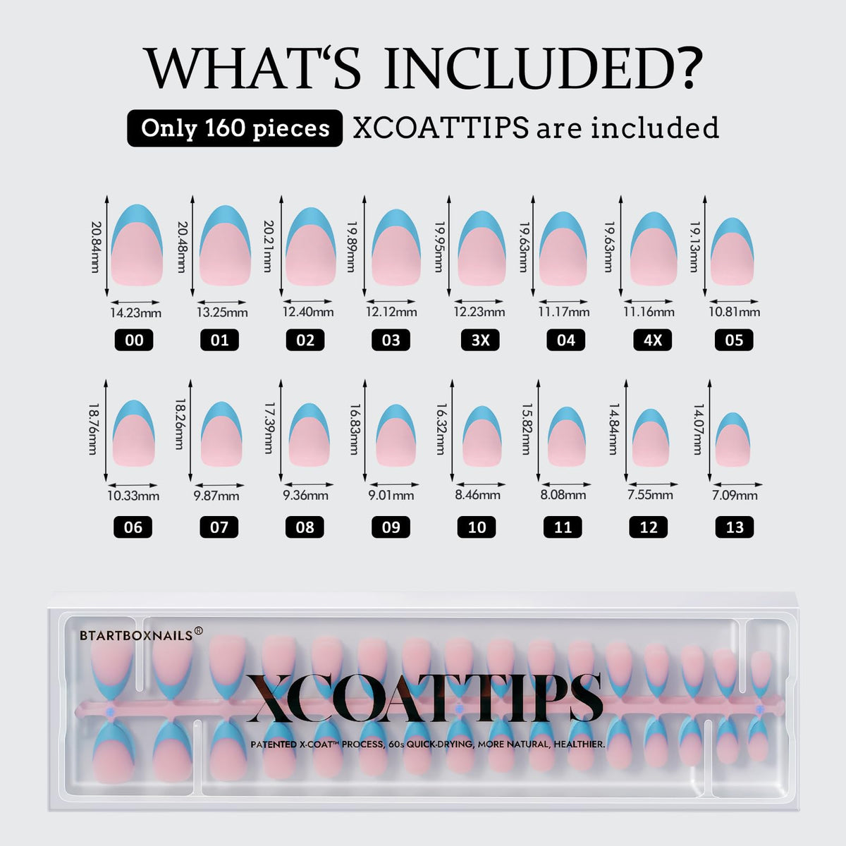 BTArtboxNails 160-piece set in 16 sizes supports easy at-home manicures