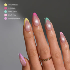 BTARTBOXNAILS XCOATTIPS brighter pastel French tip close-up with cat eye base
