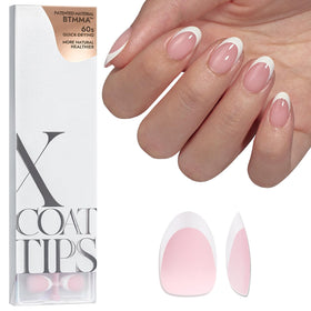 BTArtboxNails pink extra-short almond French tip nails for quick home manicure
