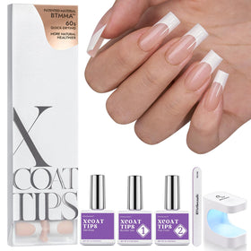 BTArtboxnails French Tip press-on nails offer salon-like precision and durable square tips.
