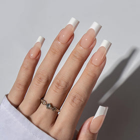 BTArtboxnails long square French tips for a classic home manicure