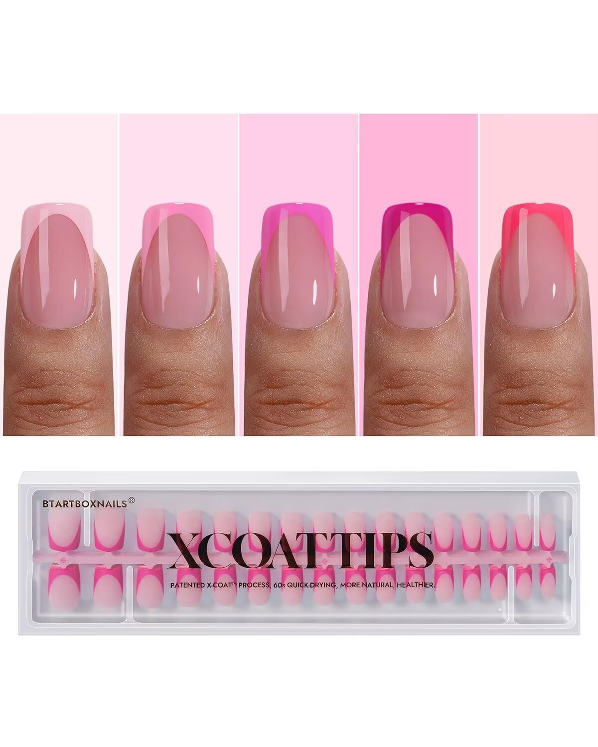 BTArtboxnails pink French tip press on nails for a quick salon-like manicure