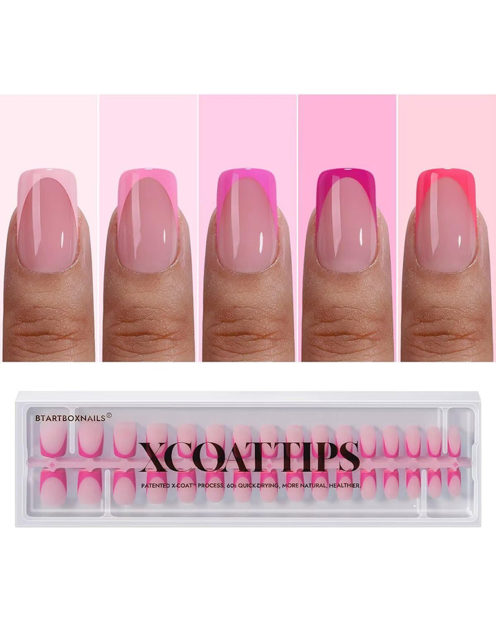 BTArtboxnails pink French tip press on nails for a quick salon-like manicure