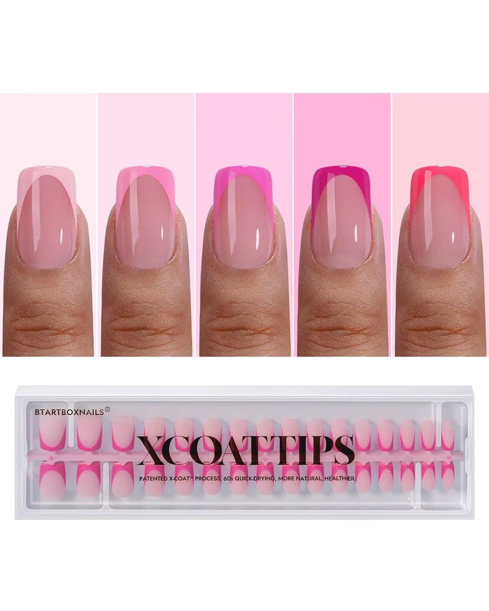 BTArtboxnails pink French tip press on nails for a quick salon-like manicure