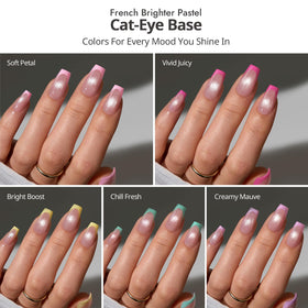 BTArtboxnails XCOATTIPS short coffin nails with cat eye base for daily glam.