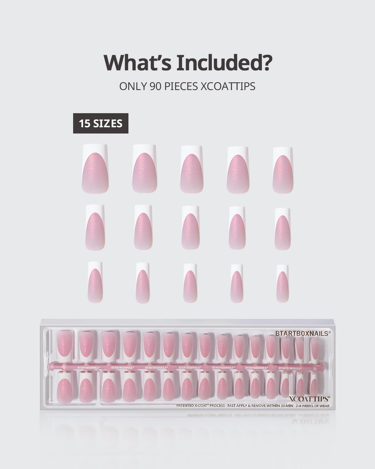 BTArtboxnails XCOATTIPS 15 sizes set for precise nail fit