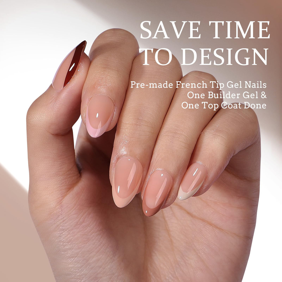BTArtboxnails almond tips in XCOATTIPS for natural French nails.