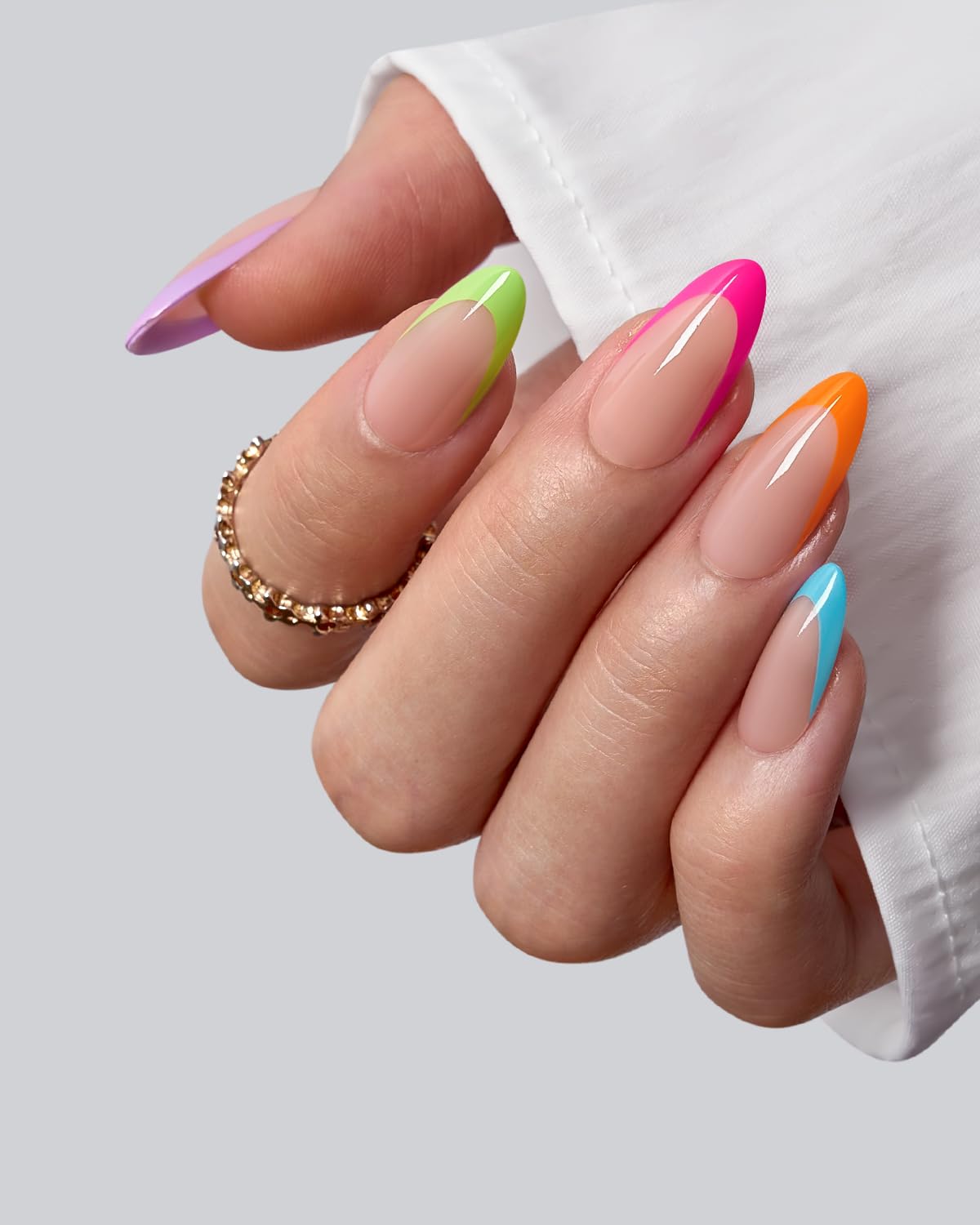BTArtboxNails XCOATTIPS pastel French tips close-up highlighting 150 piece set.