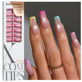 BTArtboxNails XCOATTIPS brighter pastel French tip nails for easy at-home application and long wear.
