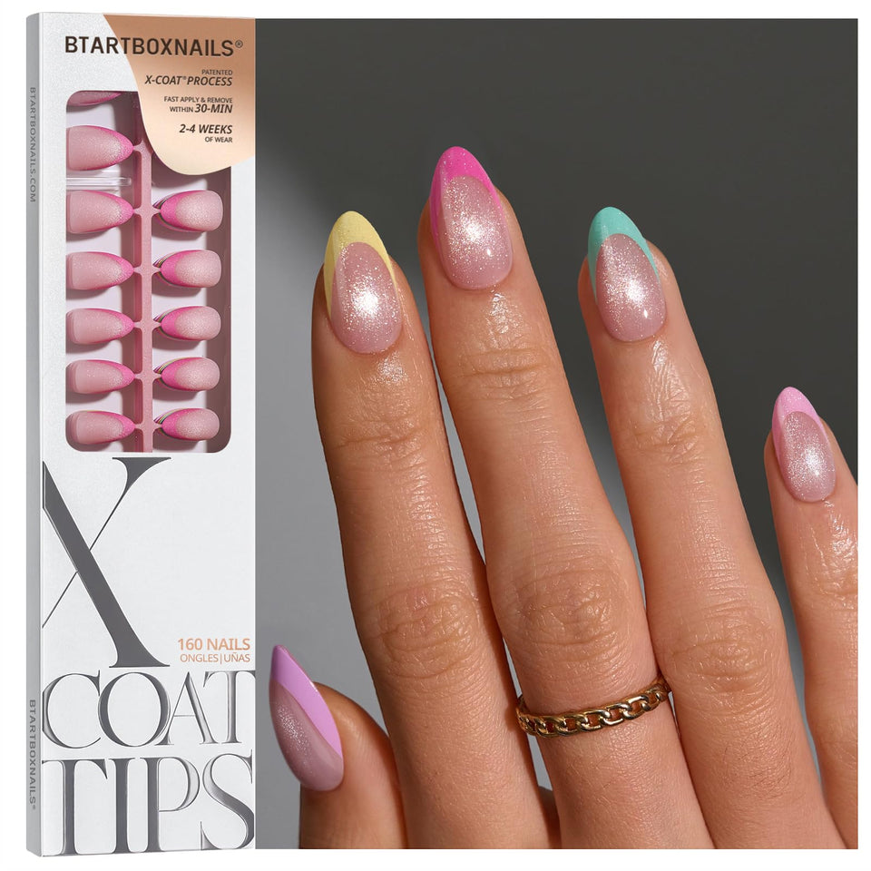 BTArtboxNails XCOATTIPS brighter pastel French tip close-up for long-wear appeal