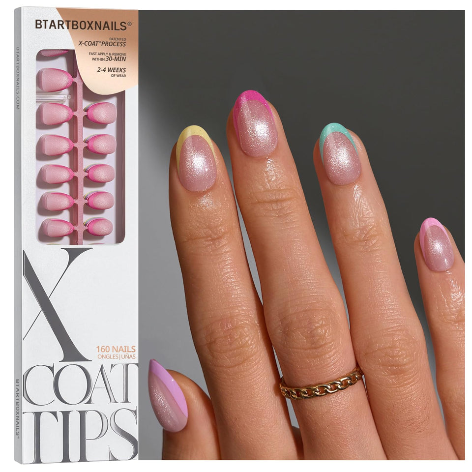 BTArtboxnails XCOATTIPS brighter pastel French tip nails offer long-wear elegance for daily use.