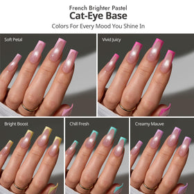BTArtboxNails XCOATTIPS cat eye base nails with glossy finish for a sophisticated look.