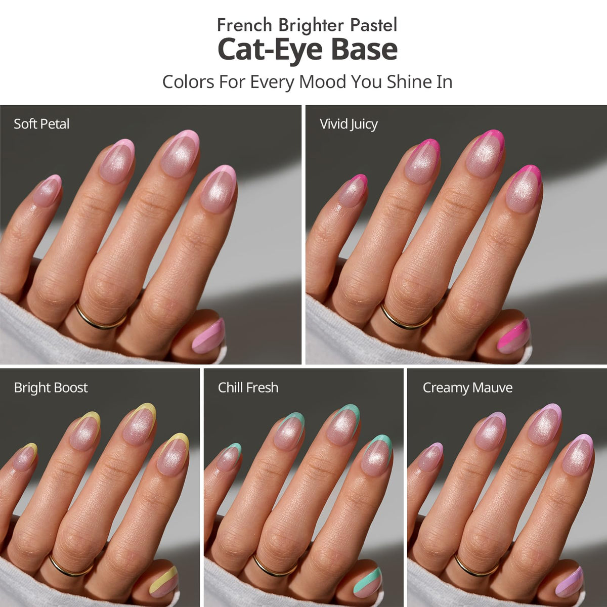 BTArtboxnails XCOATTIPS cat-eye base nails provide subtle shimmer for weekend looks.