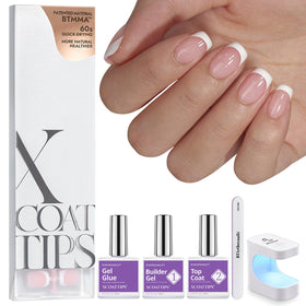 BTArtboxnails XCOATTIPS French nails set for a DIY manicure with neutral tones.