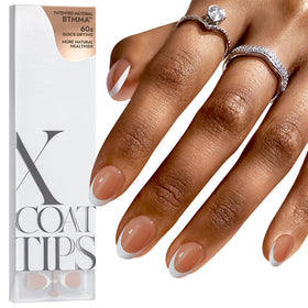 BTArtboxnails XCOATTIPS brown extra-short almond French tips on natural nails