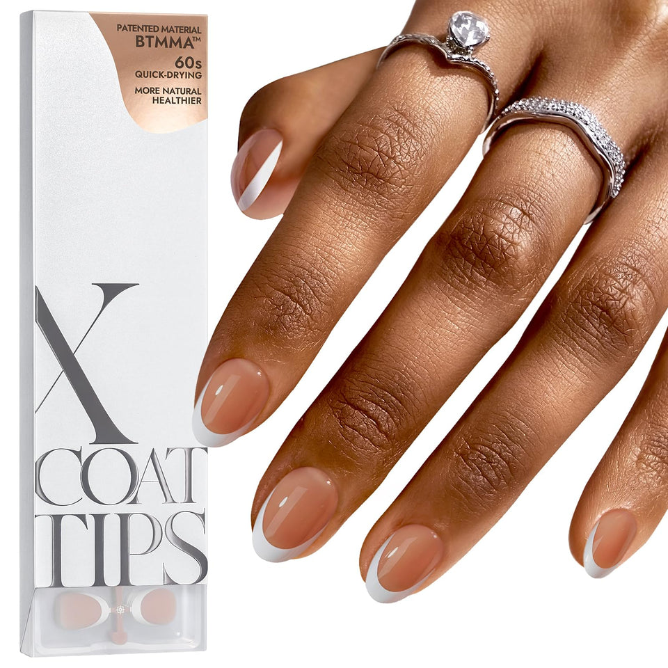 BTArtboxnails XCOATTIPS brown extra-short almond French tips on natural nails