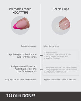 BTArtboxnails XCOATTIPS natural ultra-thin finish with tapered edges.