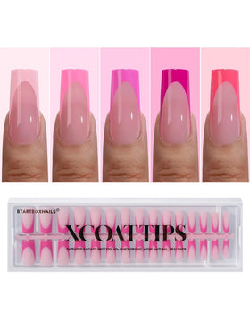 BTArtboxnails XCOATTIPS pink french tip press-on nails for a classic manicure.