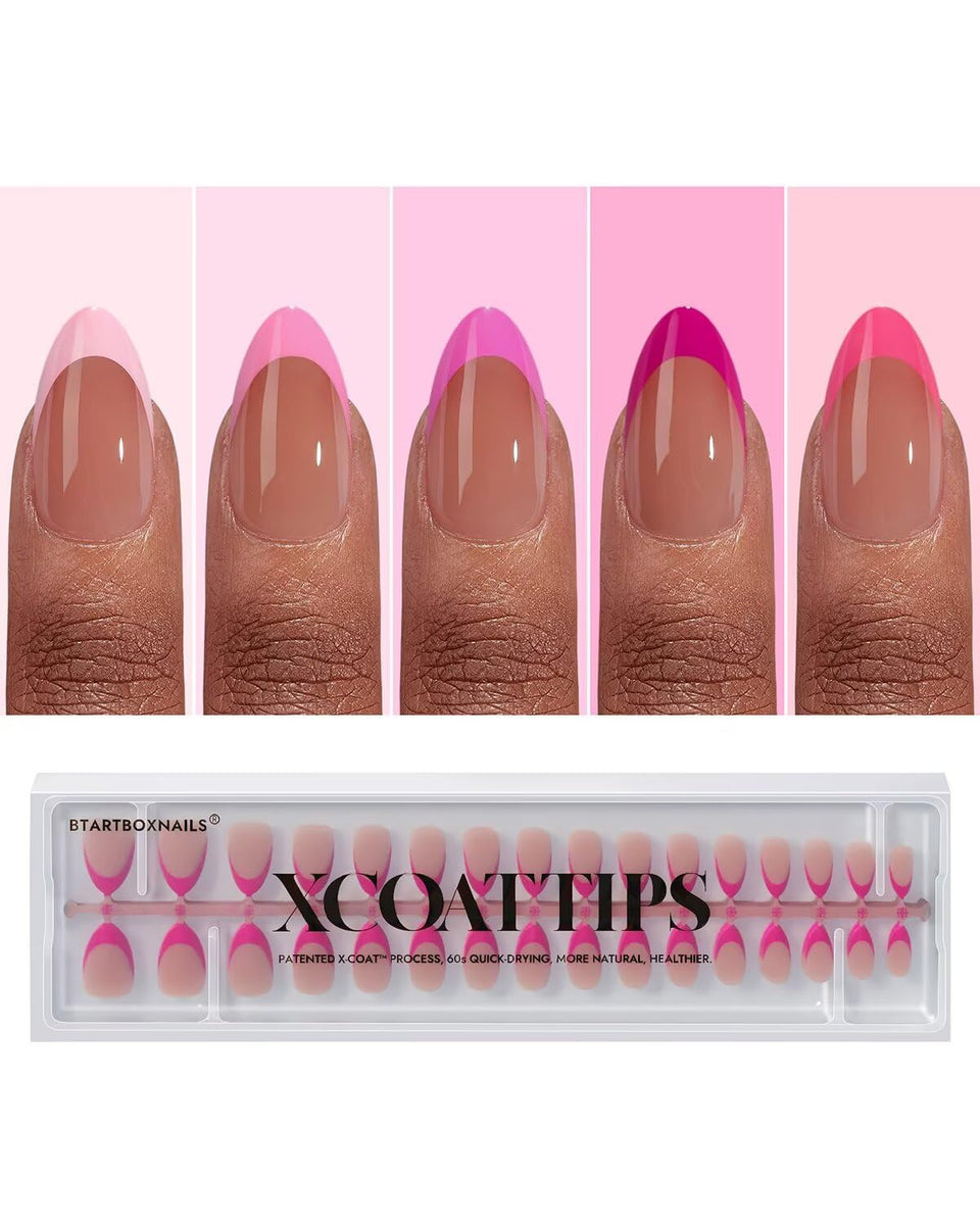 BTArtboxNails XCOATTIPS pink French tips for quick salon style at home.