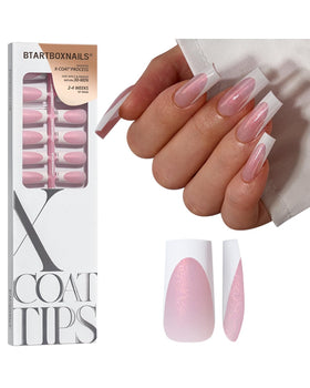 BTArtboxnails XCOATTIPS pink glitter base kit for easy at home French manicure
