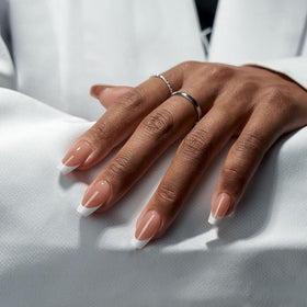 BTArtboxnails XCOATTIPS press-on nails close-up showing natural coffin shape for easy wear.