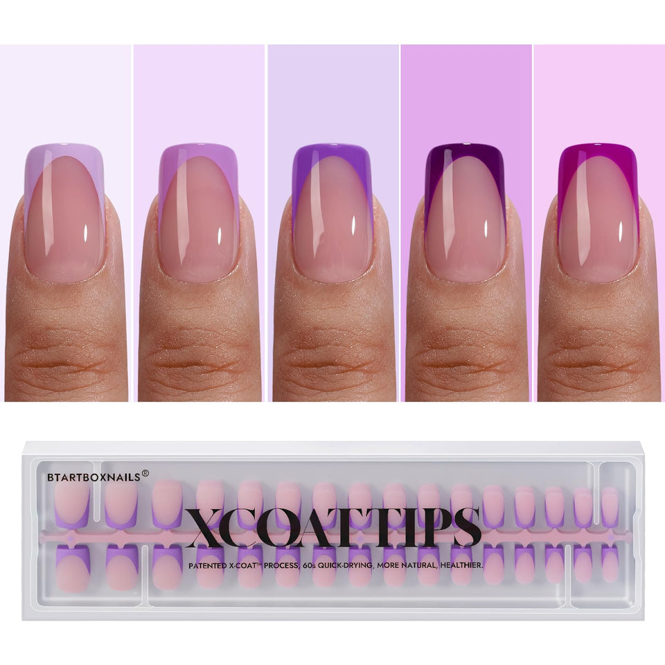 BTArtboxNails XCOATTIPS purple French tips for a quick chic manicure at home