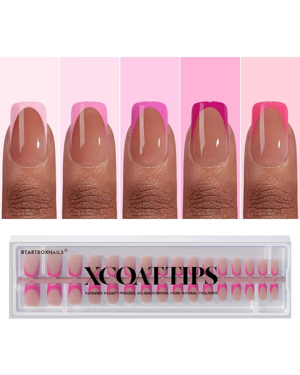 BTArtboxnails XCOATTIPS short pink French tip nails for a classic at‑home manicure.