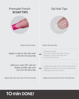BTArtboxnails XCOATTIPS soak-off soft gel tips for easy removal.