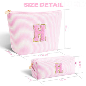 Btffitting monogram cosmetic bag pink canvas texture closeup.
