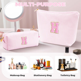 Btffitting monogram cosmetic bag pink travel use for organized essentials.