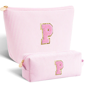 Btffitting personalized makeup bag with pink initials for a stylish keepsake.