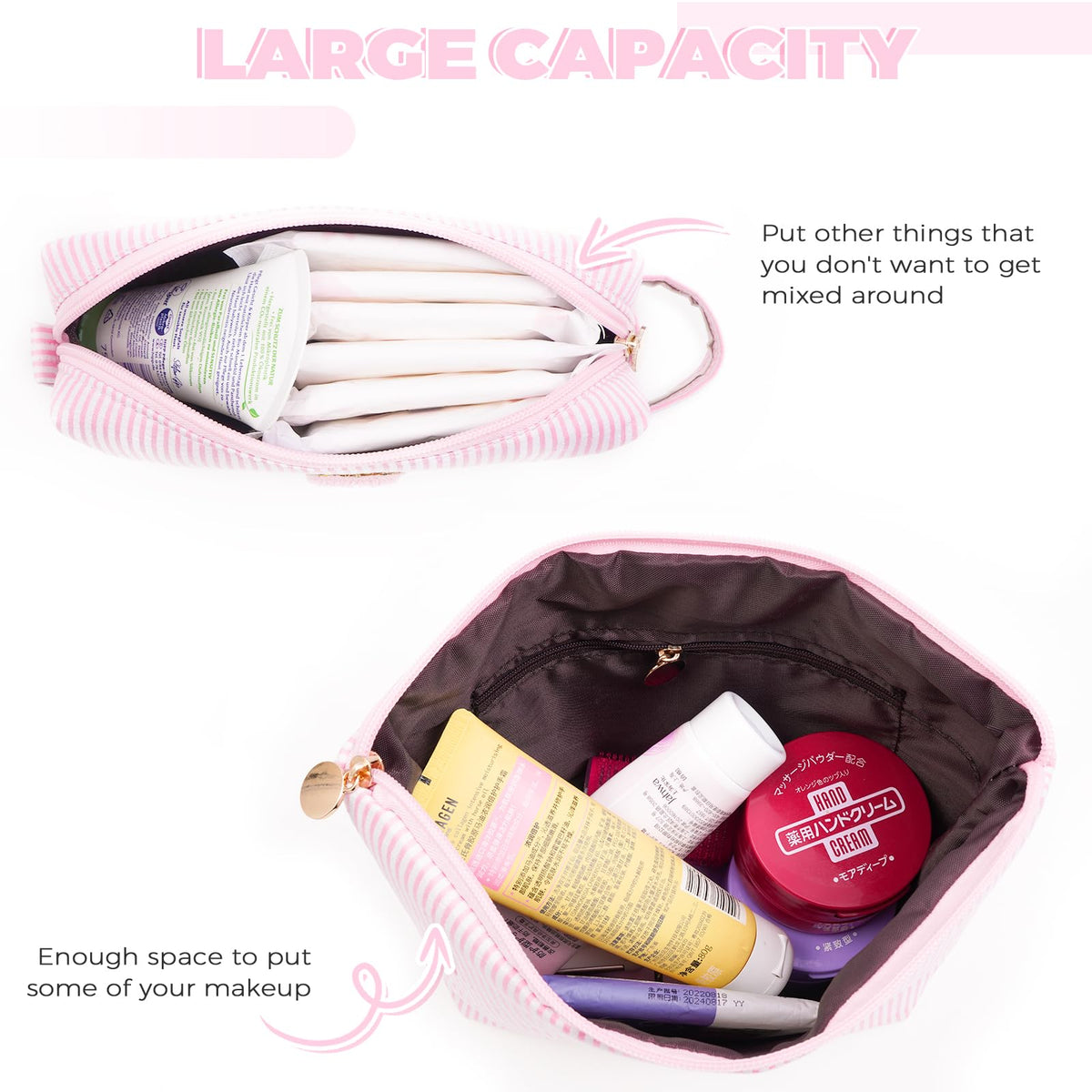 Btffitting travel dual-compartment makeup bag keeps cosmetics organized on the go.