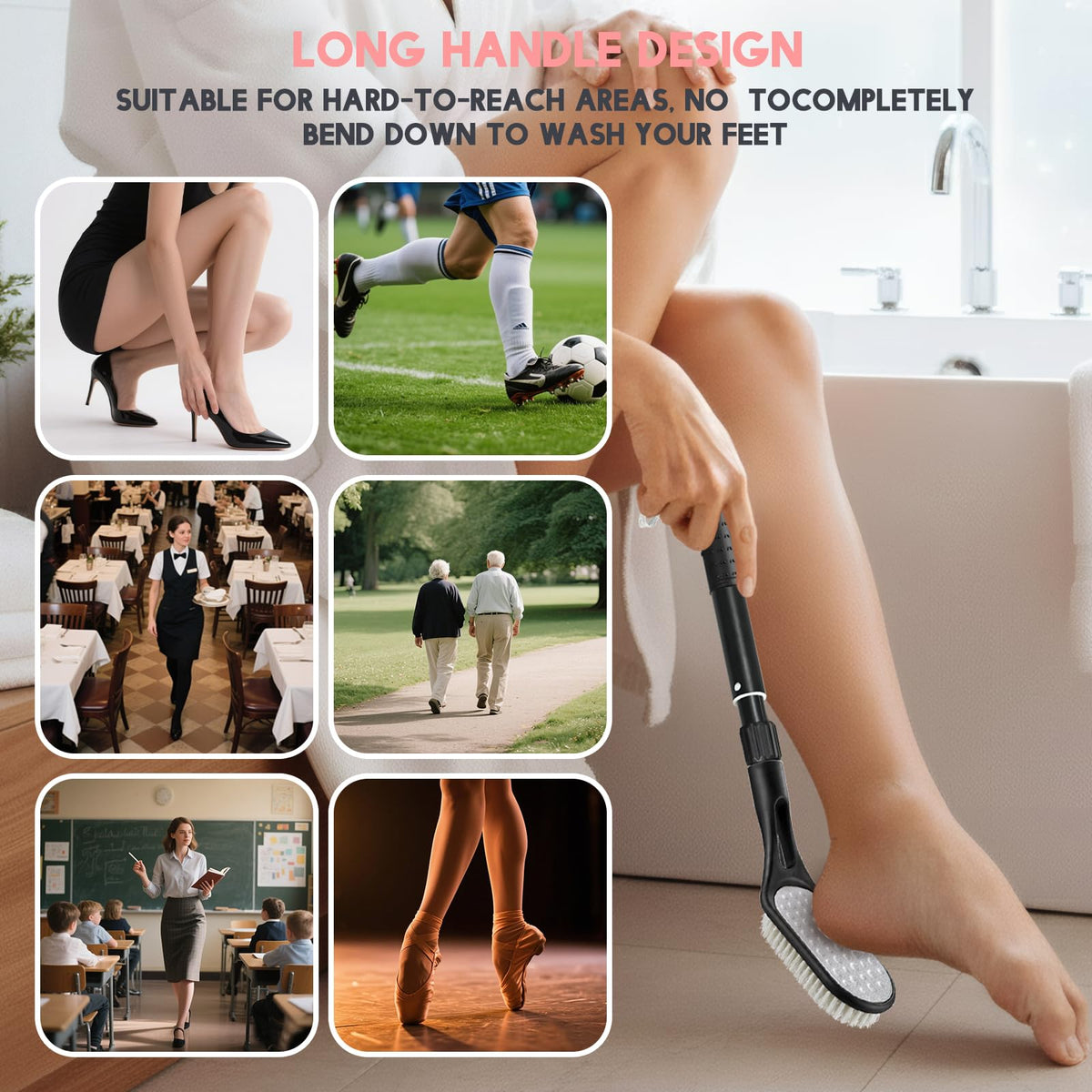 BTideas senior-friendly shower foot care tool for easy self-care.