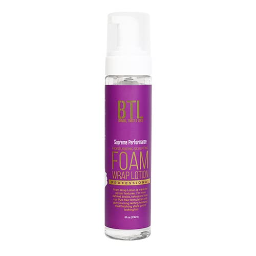 BTL Professional Moisture Sculpting Foam Wrap Lotion bottle for lasting hold and hydration.