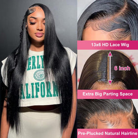 Btomar 28-inch wig with transparent lace detail for seamless scalp.