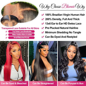 Btomar pre-plucked HD lace-front enables easy styling and realistic hairline.