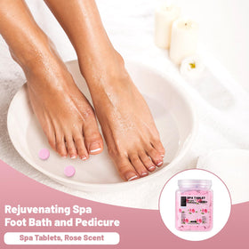 BTTEUYE spa foot bath tablets with rose fragrance for a soothing soak.