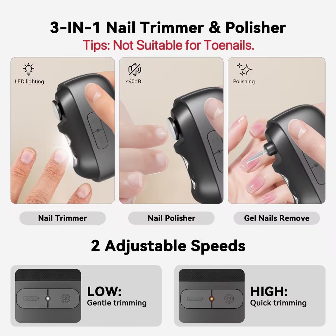 BTWOGO 3-in-1 nail trimmer automated trimming and filing for easy fingernail care