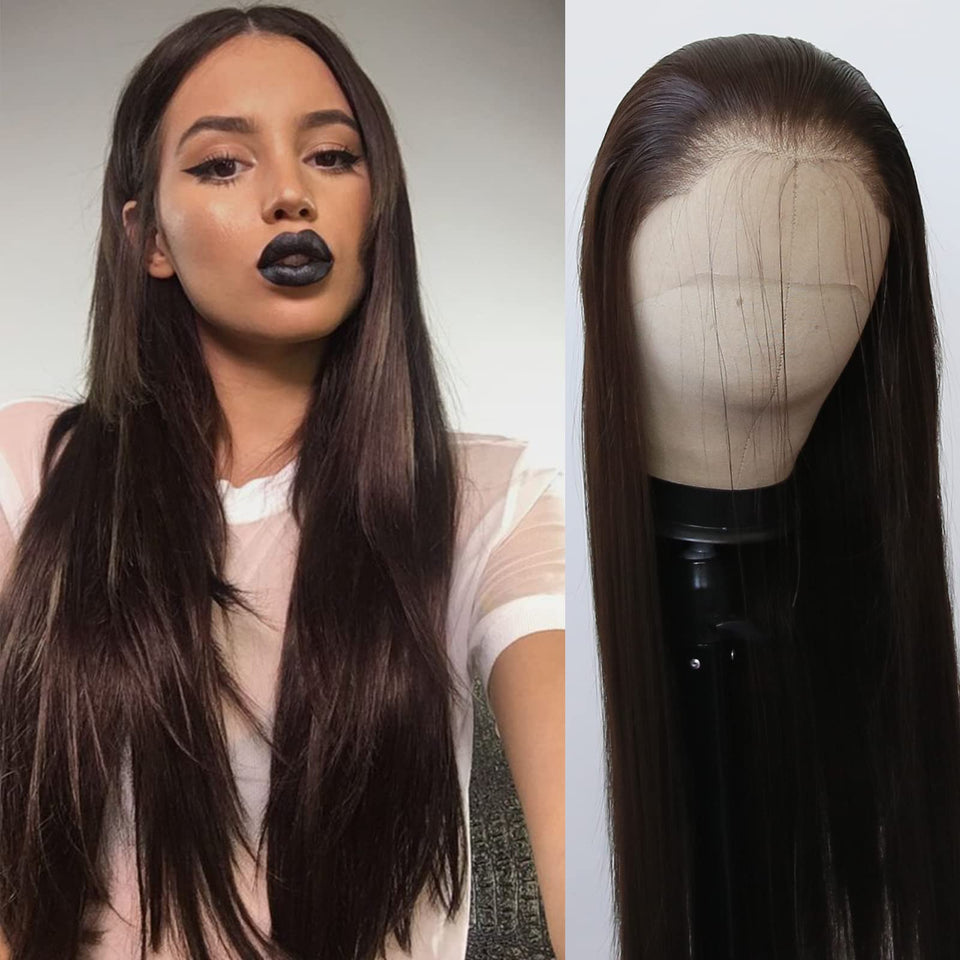 BTWTRY dark brown lace front wig with pre-plucked hairline for seamless daily styling