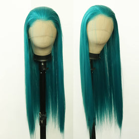BTWTRY Emerald green lace front wig adjustable straps for comfortable cap-size fit